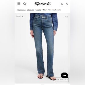 Madewell brand new boot cut jeans. Size 28. Classic Blue